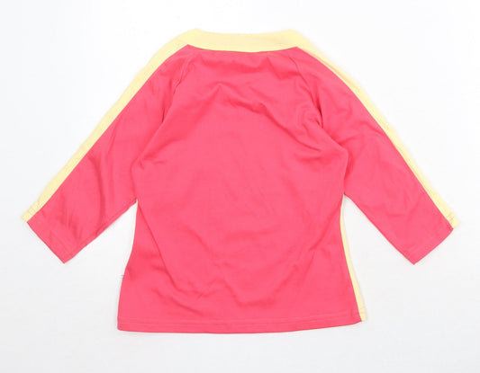 Crimson Girls Pink Colourblock Polyester Pullover T-Shirt Size S Square Neck Pullover