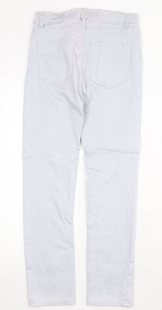 H&M Womens Grey Cotton Straight Jeans Size 12 Regular Zip