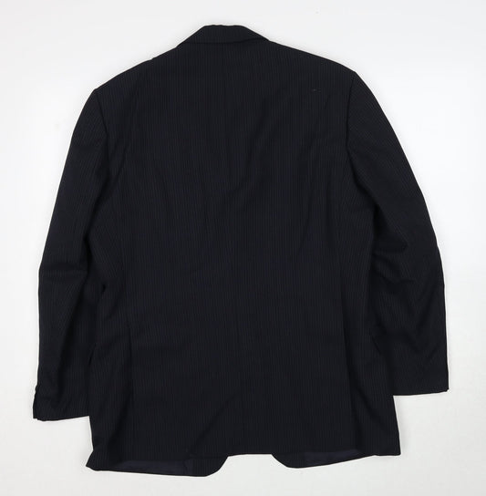 Marks and Spencer Mens Black Striped Polyester Jacket Suit Jacket Size 42 Regular