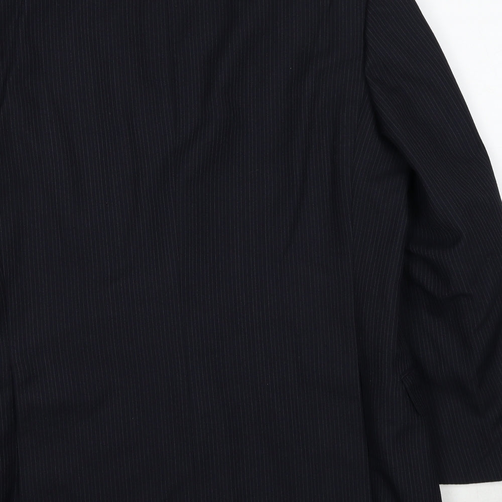 Marks and Spencer Mens Black Striped Polyester Jacket Suit Jacket Size 42 Regular