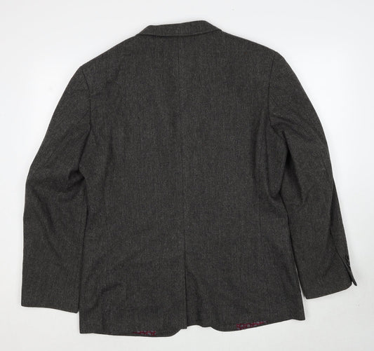 Boston Crew Mens Grey Polyester Jacket Suit Jacket Size L Regular