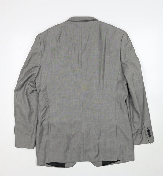Burton Mens Grey Geometric Polyester Jacket Suit Jacket Size 40 Regular