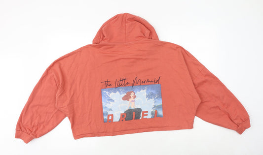 Disney Womens Pink Cotton Pullover Hoodie Size 12 Pullover - Little Mermaid