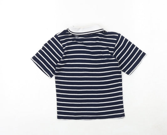 Spirit of Cannes Boys Blue Striped 100% Cotton Pullover Polo Size 3 Years Collared Button - French Riviera