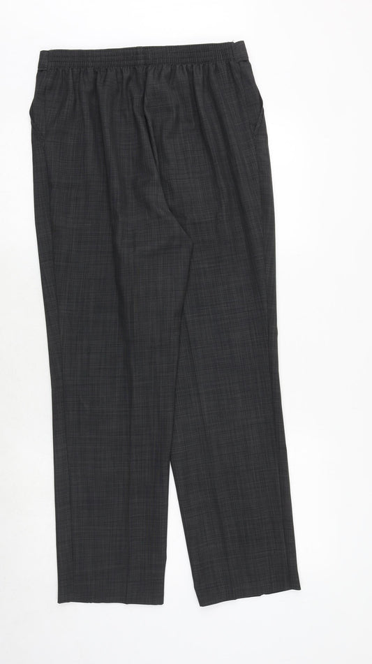 Marks and Spencer Womens Grey Geometric Polyester Trousers Size 12 Regular