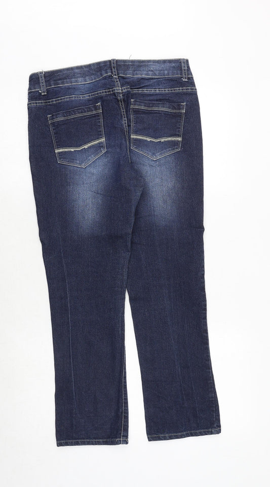 Multiblu Womens Blue Cotton Straight Jeans Size 12 Regular Zip