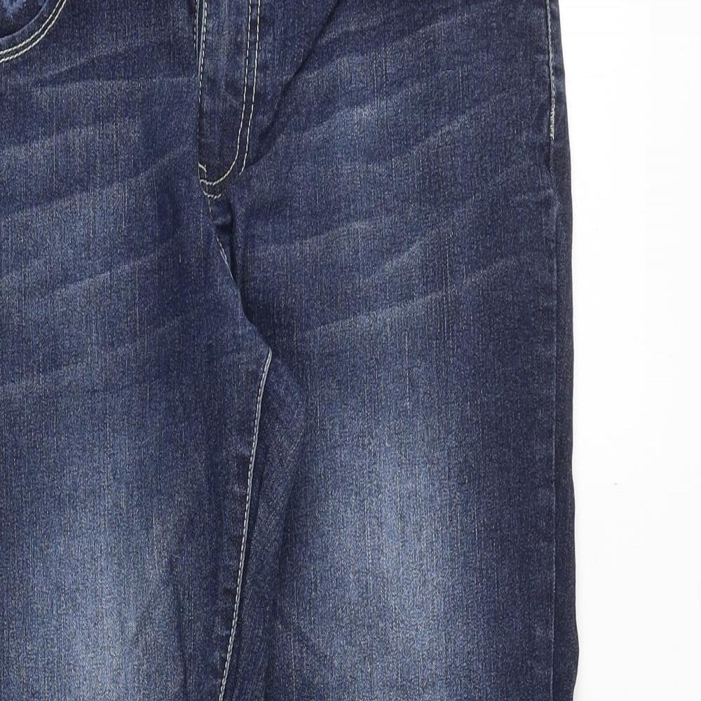 Multiblu Womens Blue Cotton Straight Jeans Size 12 Regular Zip