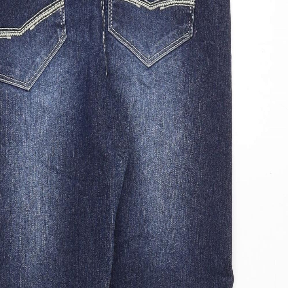 Multiblu Womens Blue Cotton Straight Jeans Size 12 Regular Zip