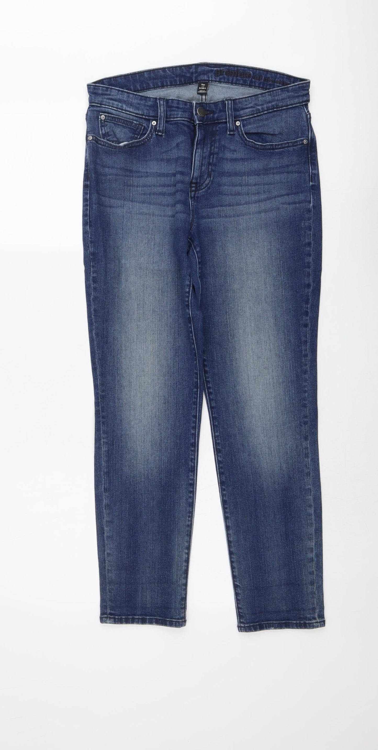 Gap Womens Blue Cotton Straight Jeans Size 6 L27 in Regular Button