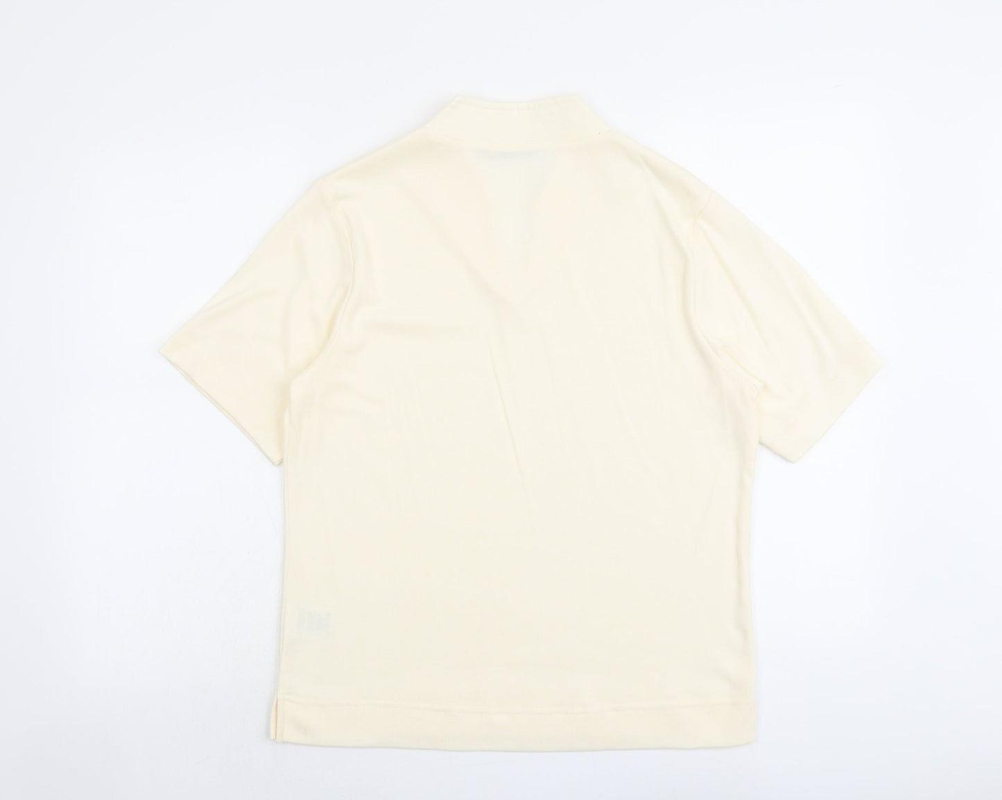 Poppy Womens Ivory Polyester Basic T-Shirt Size 18 V-Neck