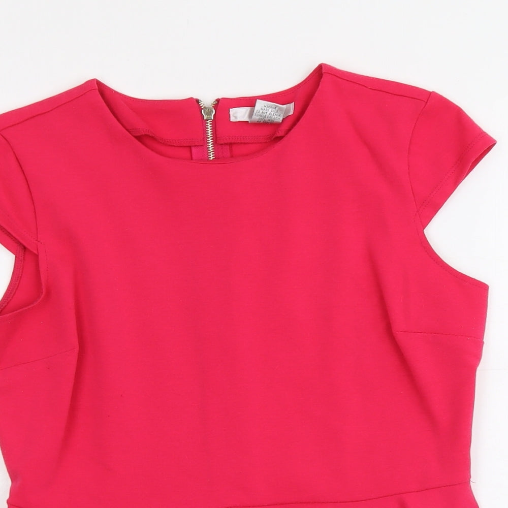 WD.NY Womens Pink Polyester Basic Blouse Size M Boat Neck - Peplum
