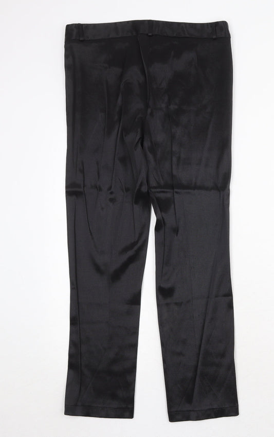 Momu Womens Black Cotton Trousers Size 12 Regular Zip