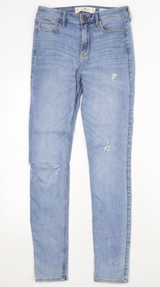 Hollister Womens Blue Cotton Skinny Jeans Size 27 in Regular Zip - Embroidered Pockets