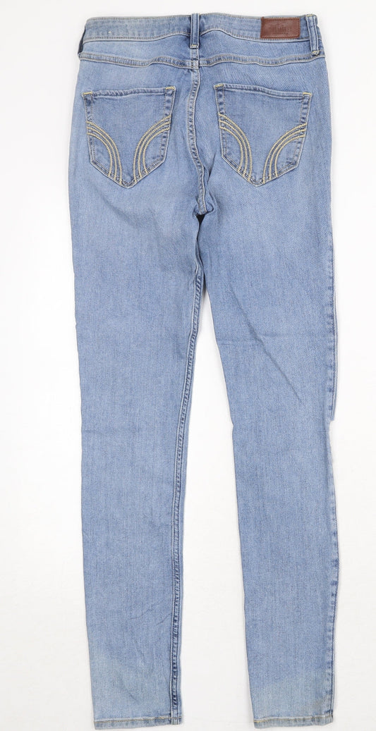 Hollister Womens Blue Cotton Skinny Jeans Size 27 in Regular Zip - Embroidered Pockets