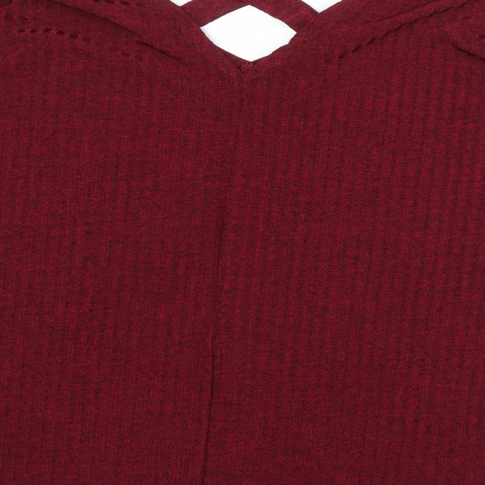 Ayanapa Womens Red V-Neck Polyester Pullover Jumper Size 8