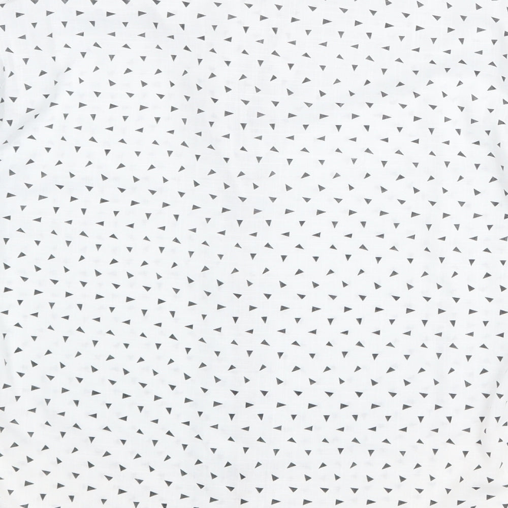 St Michael Womens White Geometric Polyester Basic Button-Up Size 14 Collared