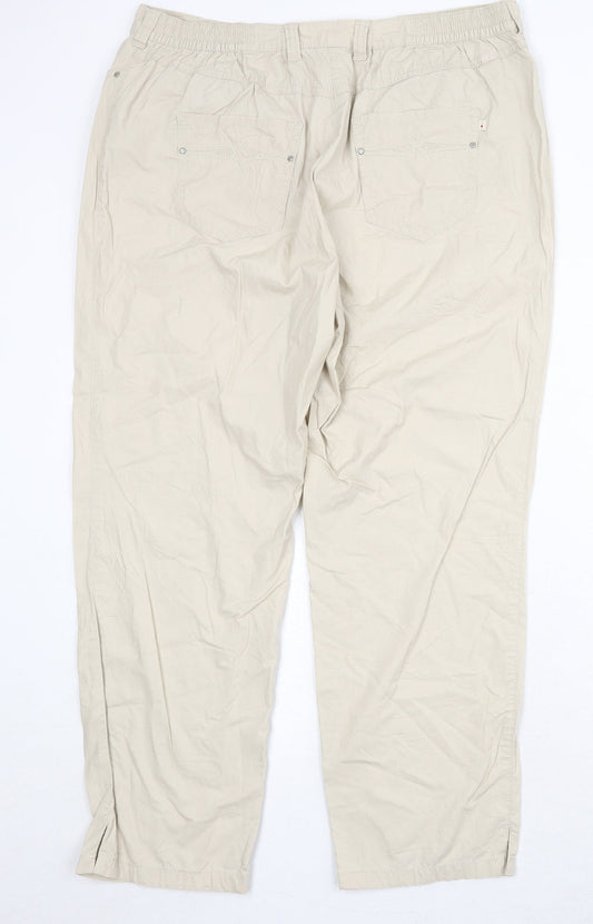 Toni Womens Beige Cotton Capri Trousers Size 36 in Regular Zip