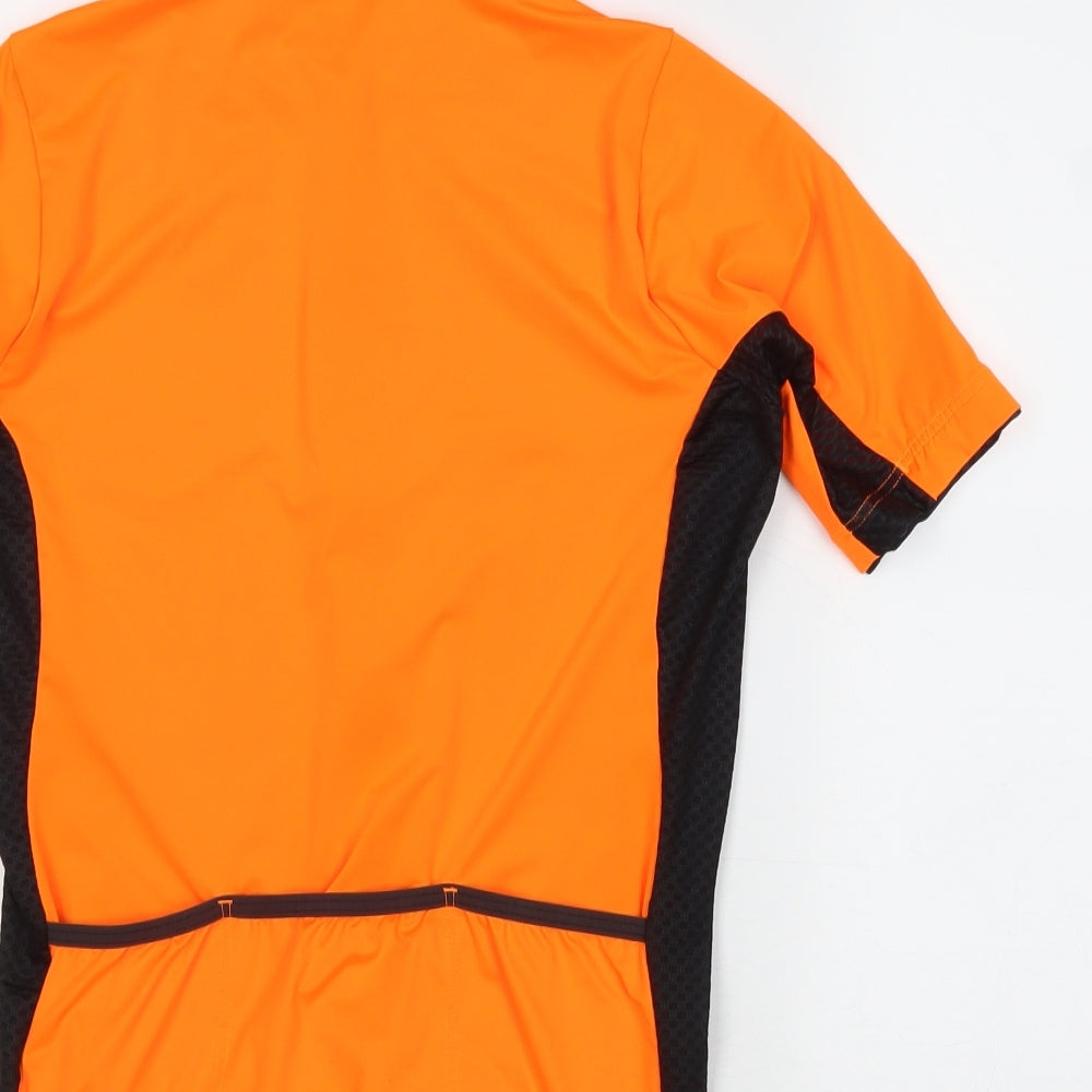 ALE Womens Orange Polyester Jersey T-Shirt Size S Mock Neck Snap