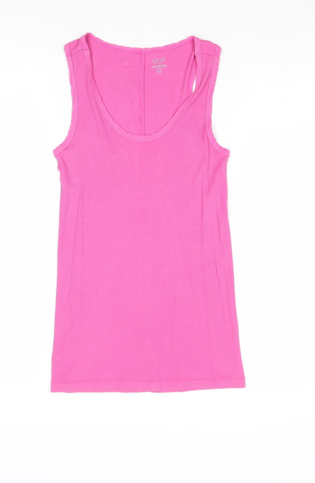 Gap Womens Pink Cotton Basic Tank Size XS Scoop Neck - Ribbed