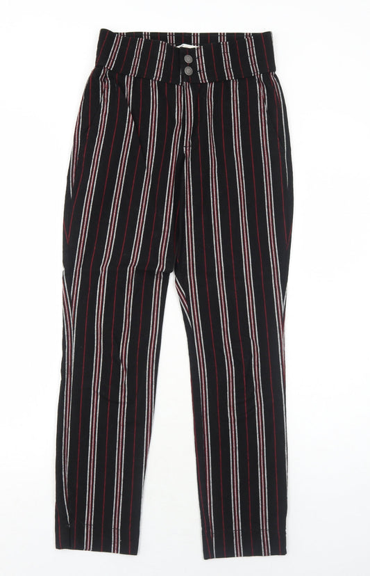 Hollister Womens Black Striped Cotton Tapered Jeans Size XS Regular Zip