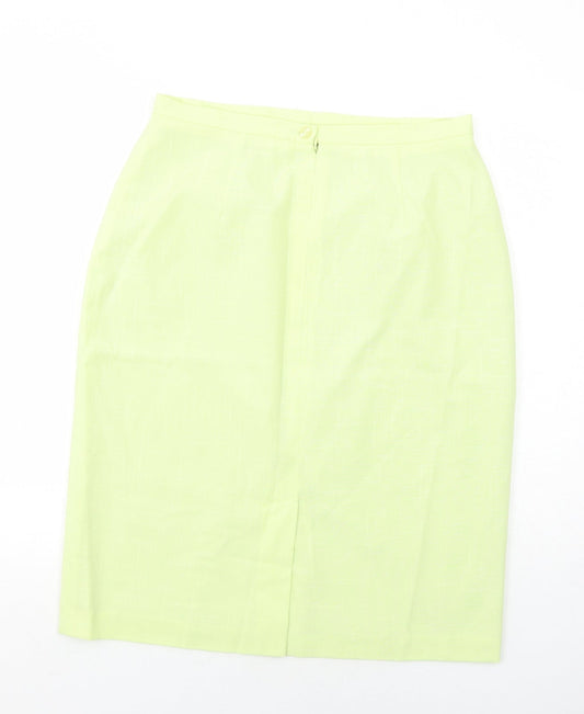 Premium Womens Green Viscose A-Line Skirt Size 16 Zip