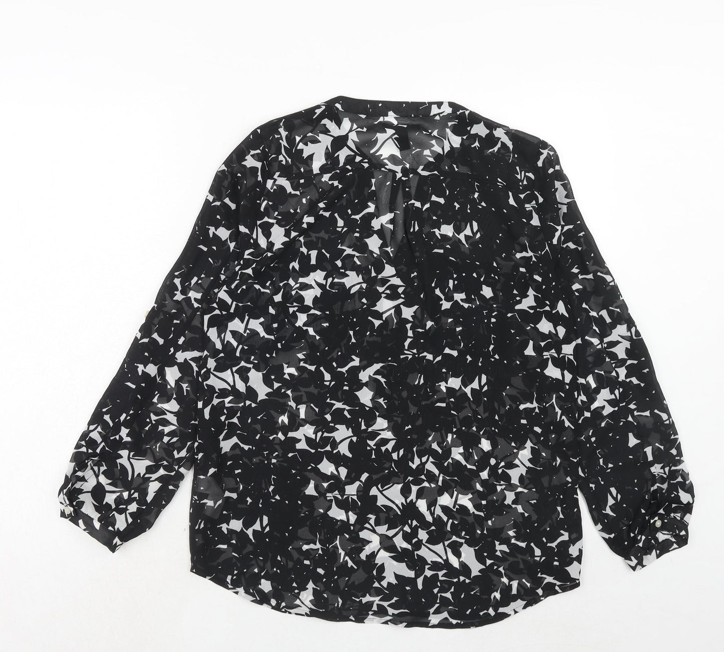 Gap Womens Black Geometric Polyester Basic Blouse Size S V-Neck