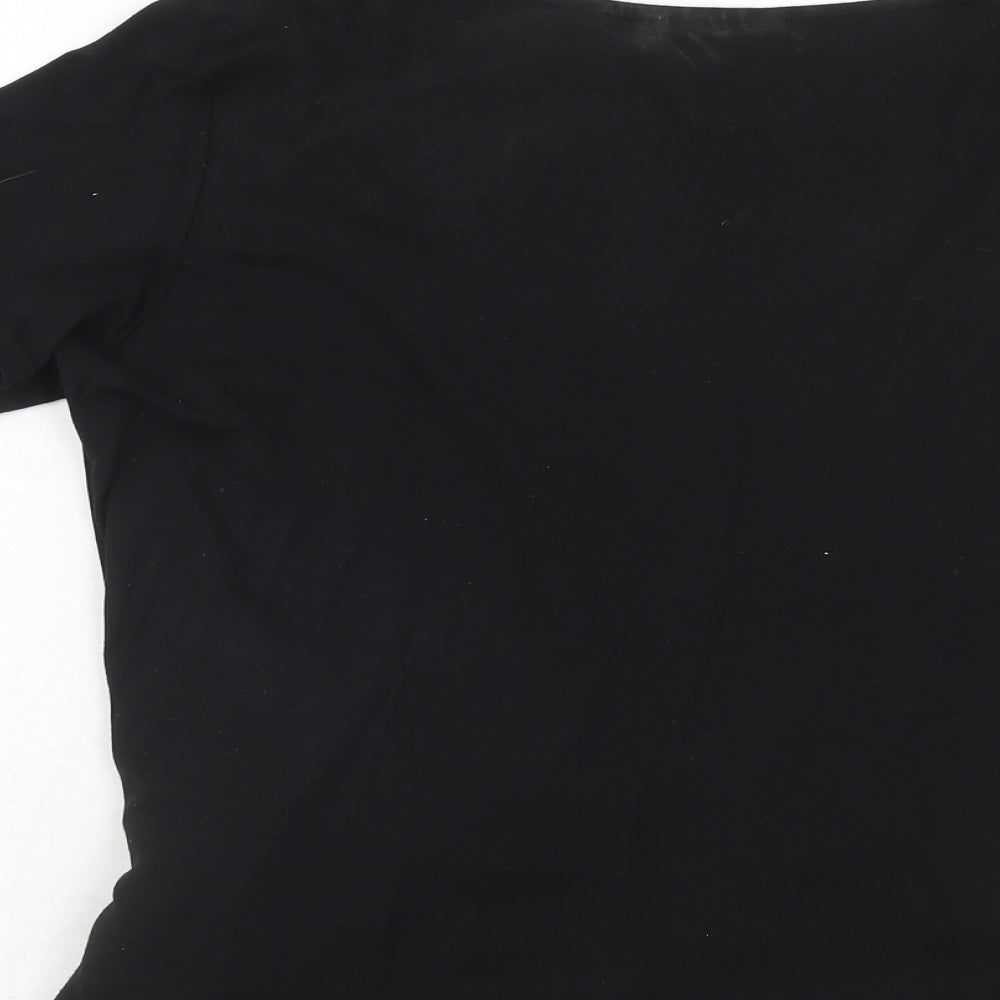 Alex & Co. Womens Black Viscose Basic Blouse Size 16 Round Neck