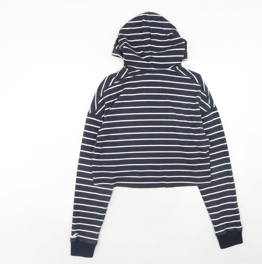Hollister Womens Blue Striped Cotton Pullover Hoodie Size XS Zip