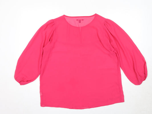 Gap Womens Pink Polyester Basic Blouse Size L Round Neck