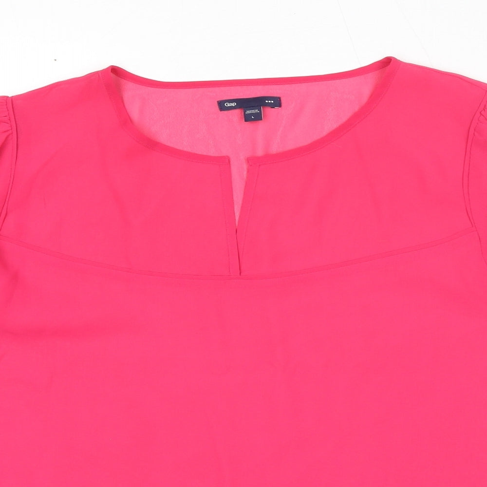 Gap Womens Pink Polyester Basic Blouse Size L Round Neck