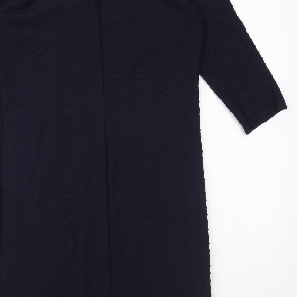 Marks and Spencer Womens Blue Polyester Sheath Size 12 Boat Neck Pullover - Textured