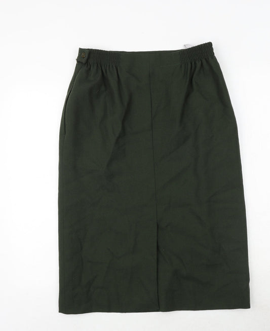 Avoca Womens Green Polyester A-Line Skirt Size 30 in Zip