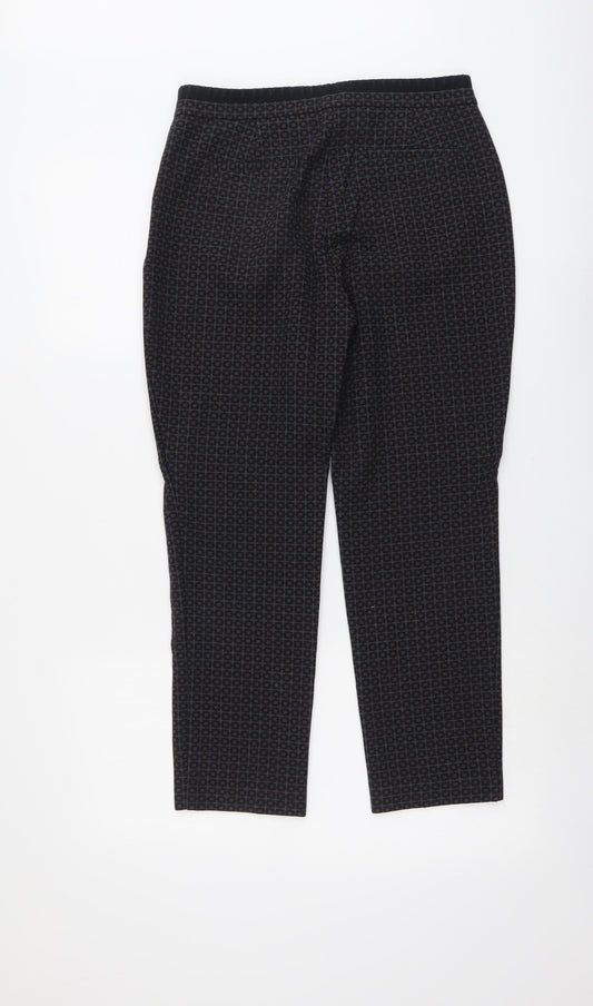 Per Una Womens Grey Geometric Polyester Trousers Size 10 L24 in Regular Button