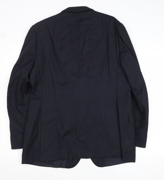St Michael Mens Blue Striped Wool Jacket Suit Jacket Size 44 Regular