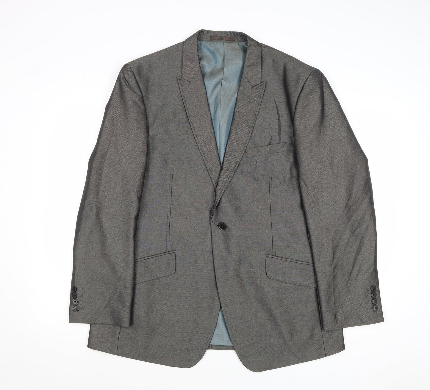 Fellini Mens Grey Polyester Jacket Suit Jacket Size 42 Regular