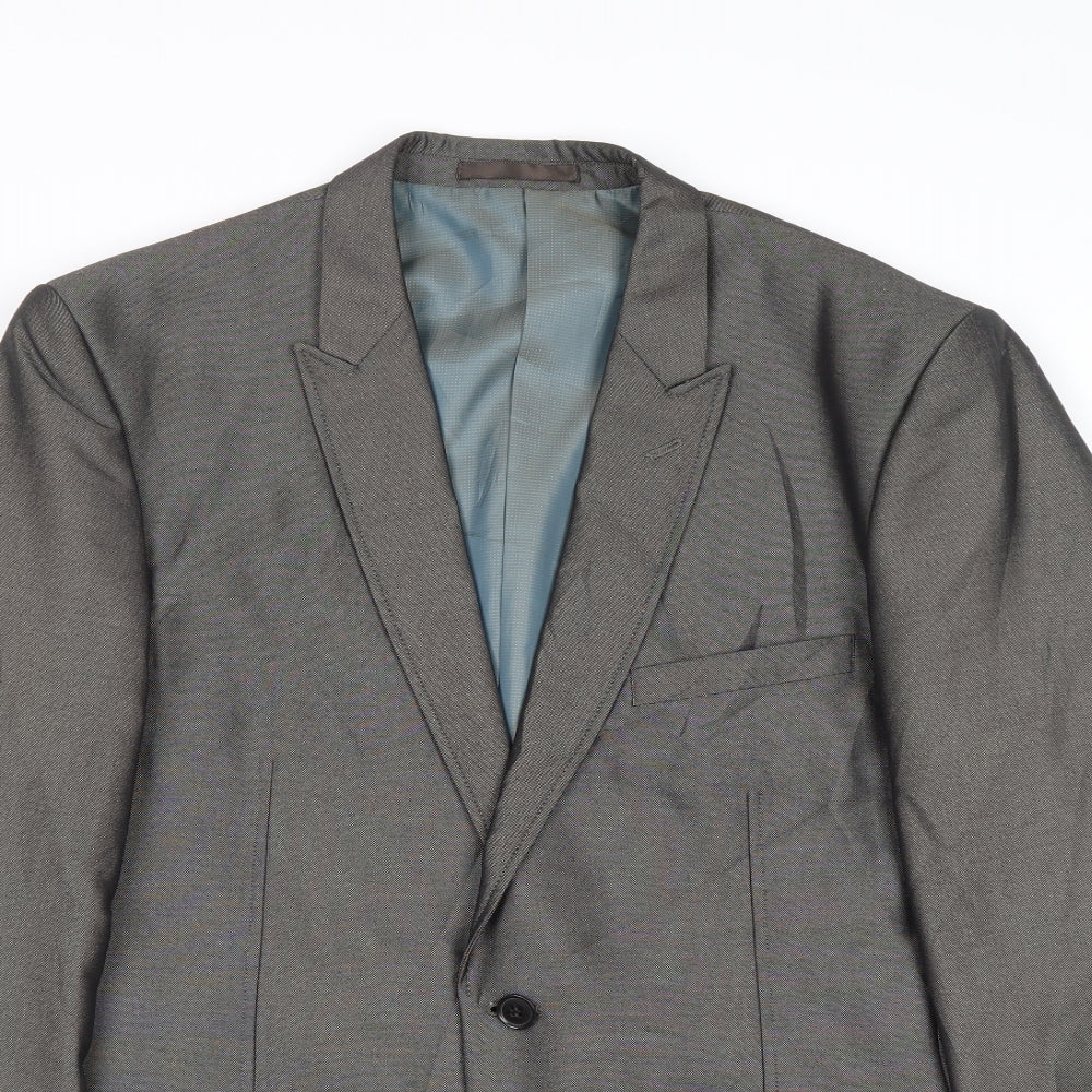 Fellini Mens Grey Polyester Jacket Suit Jacket Size 42 Regular