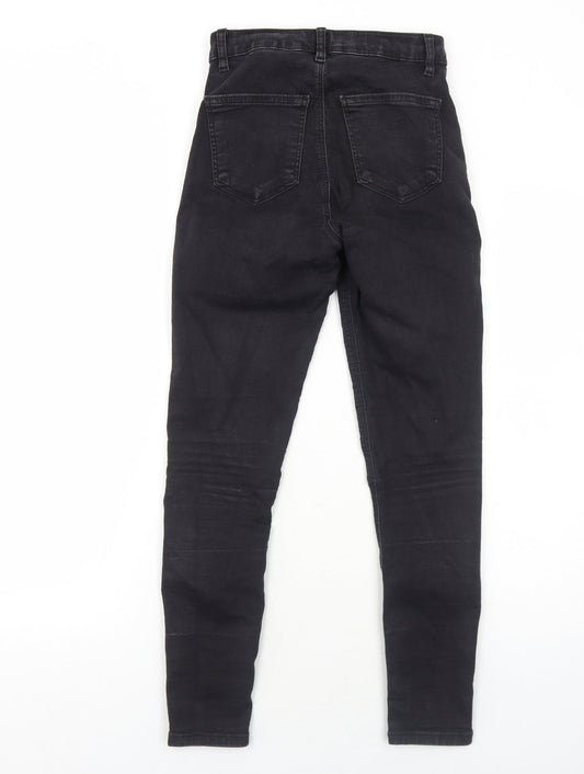 Topshop Womens Black Cotton Skinny Jeans Size 6 L30 in Regular Zip