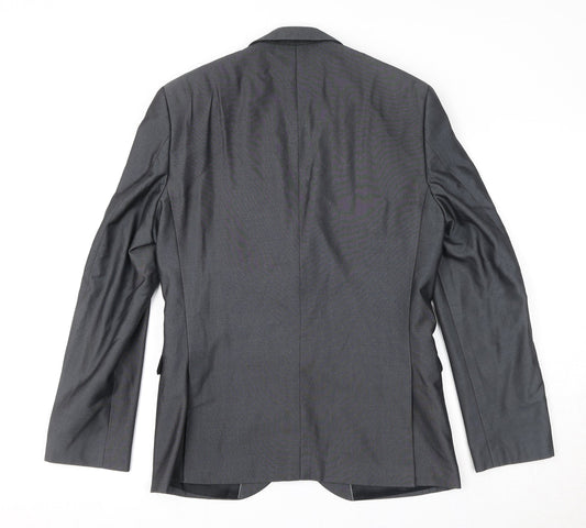 OneSixFive Mens Grey Polyester Jacket Suit Jacket Size 38 Regular