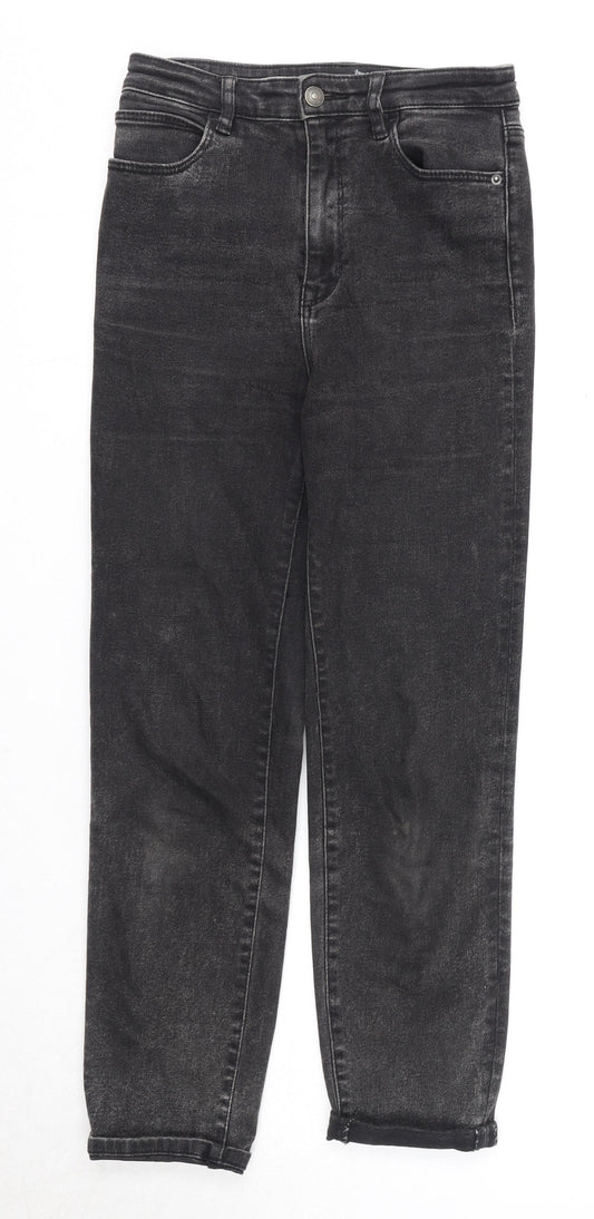 Stradivarius Womens Black Cotton Straight Jeans Size 8 Regular Zip