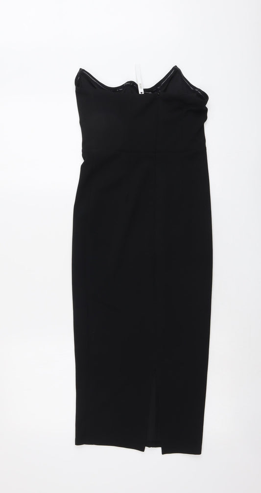 ASOS Womens Black Polyester A-Line Size 6 Off the Shoulder Zip