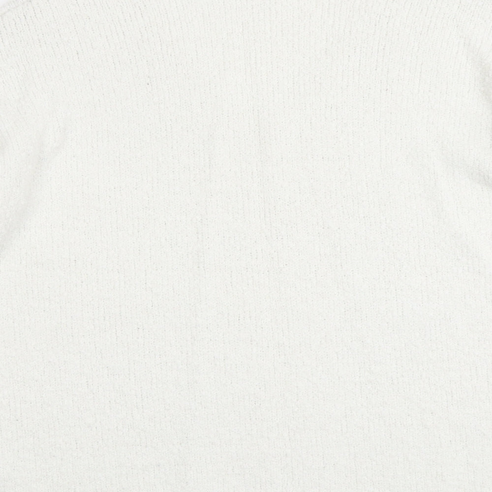 Micha Lounge Womens White V-Neck Acrylic Pullover Jumper Size XS