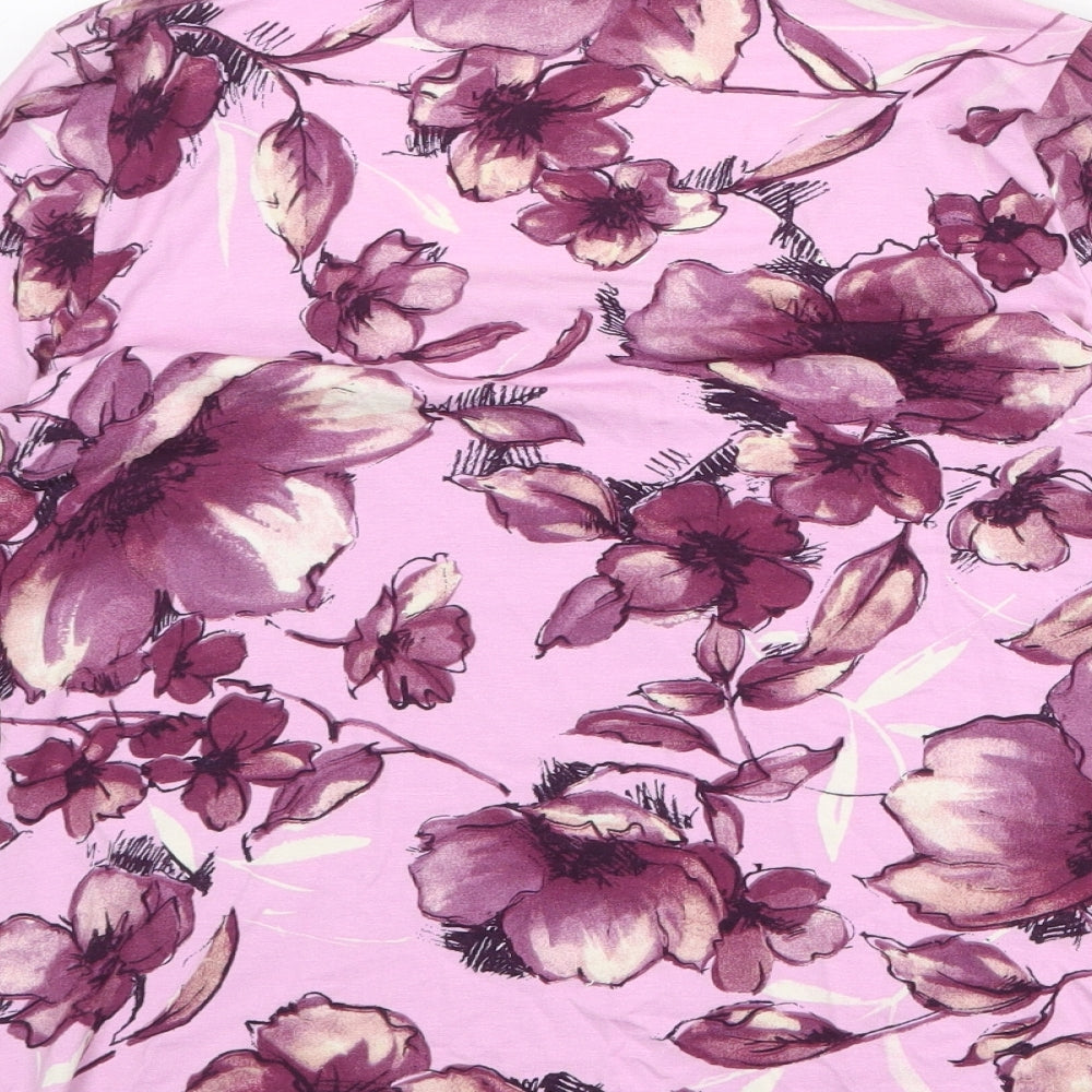 Alex & Co Womens Pink Floral Viscose Basic Blouse Size 8 Scoop Neck