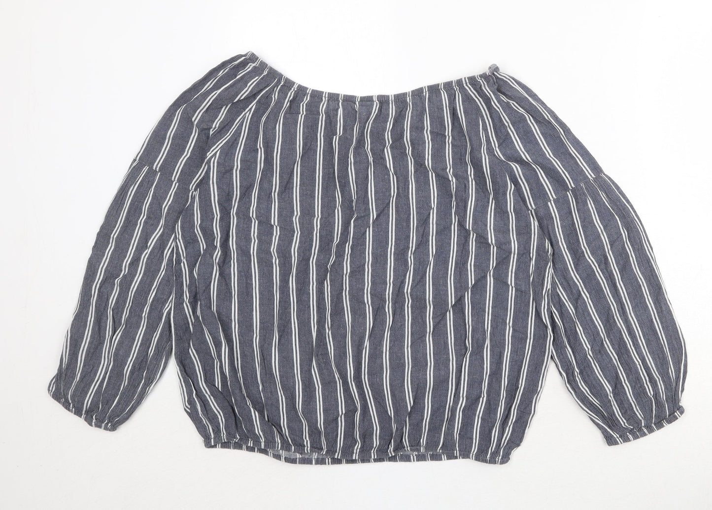 Gap Womens Grey Striped 100% Cotton Basic Blouse Size S Off the Shoulder