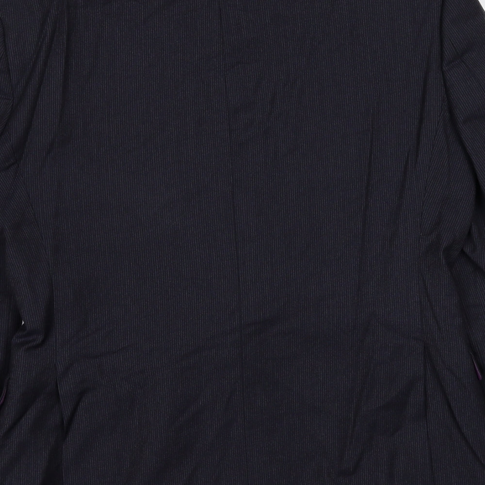 Fellini Mens Black Striped Polyester Jacket Suit Jacket Size 38 Regular