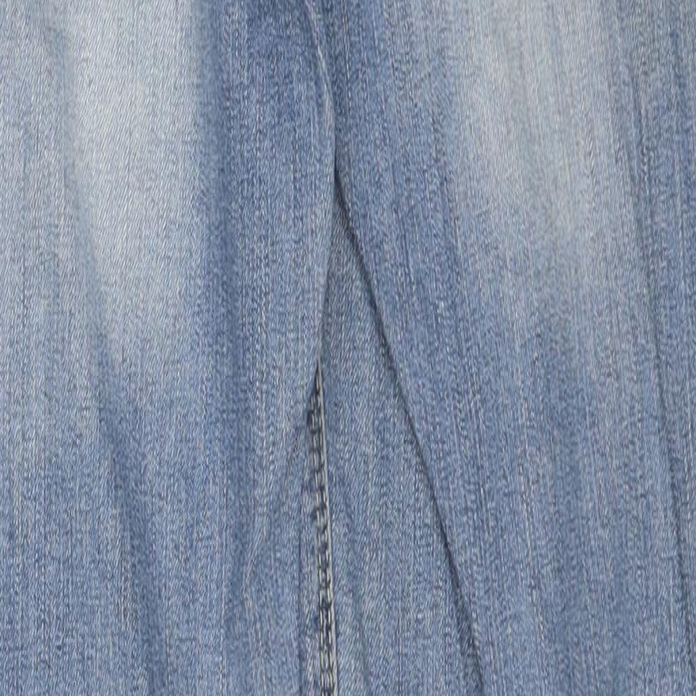 Pull&Bear Womens Blue Cotton Straight Jeans Size 6 Regular Zip