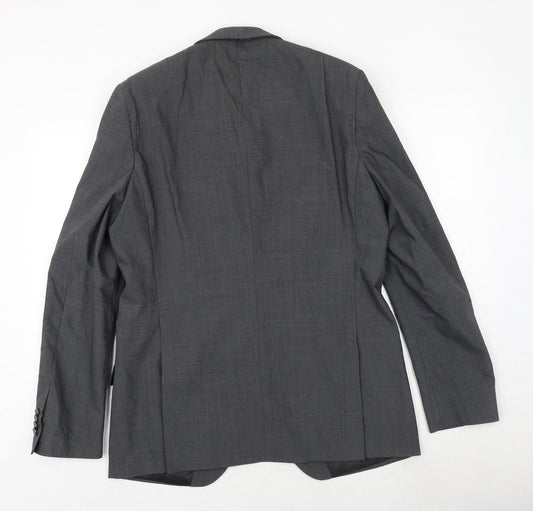 Fellini Mens Grey Wool Jacket Suit Jacket Size 40 Regular