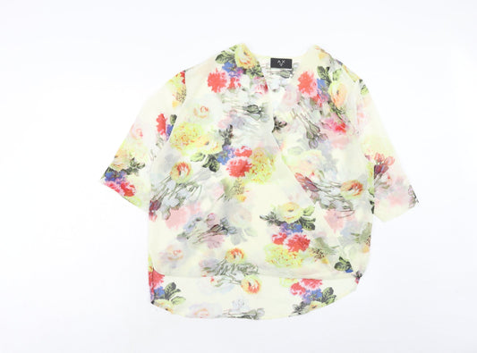 Womens UK Size 12 AX Paris Yellow Polyester Blouse