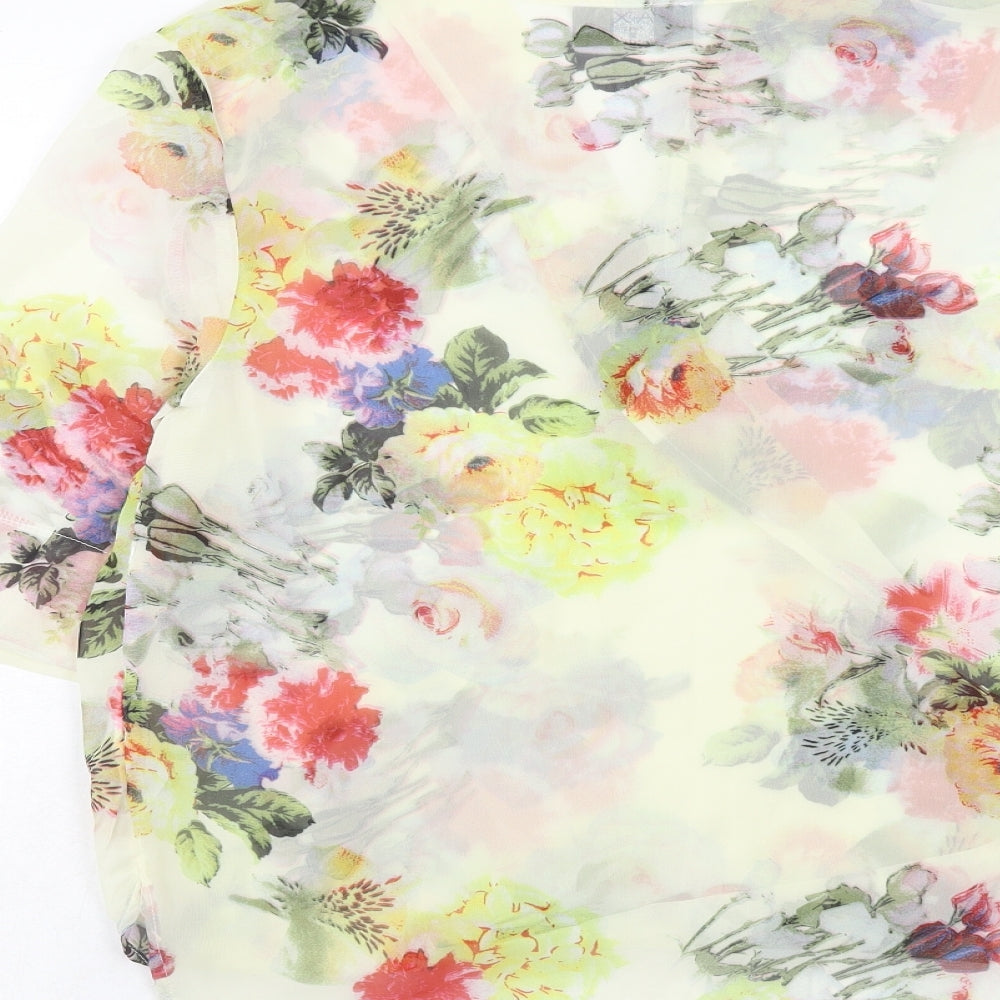 AX Paris Womens Yellow Floral Polyester Wrap Blouse Size 12 V-Neck