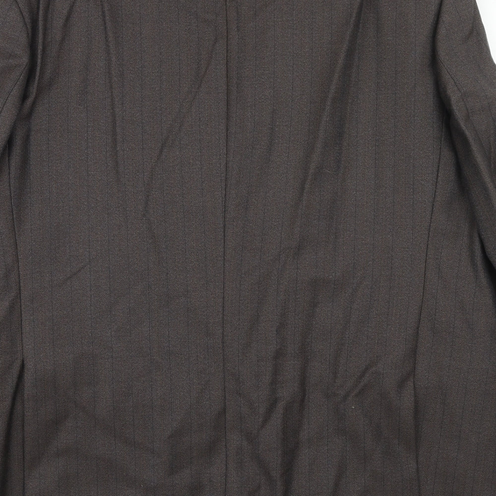 Brand and care label for Wellington men’s brown striped wool jacket suit jacket, size 44, regular