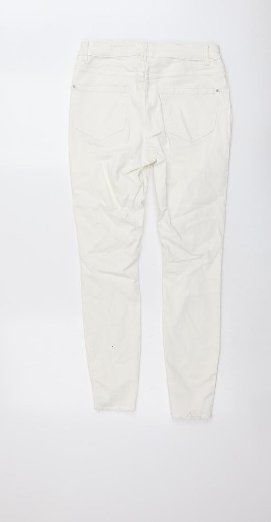 New Look Womens Ivory Cotton Jegging Jeans Size 10 L26 in Regular Button